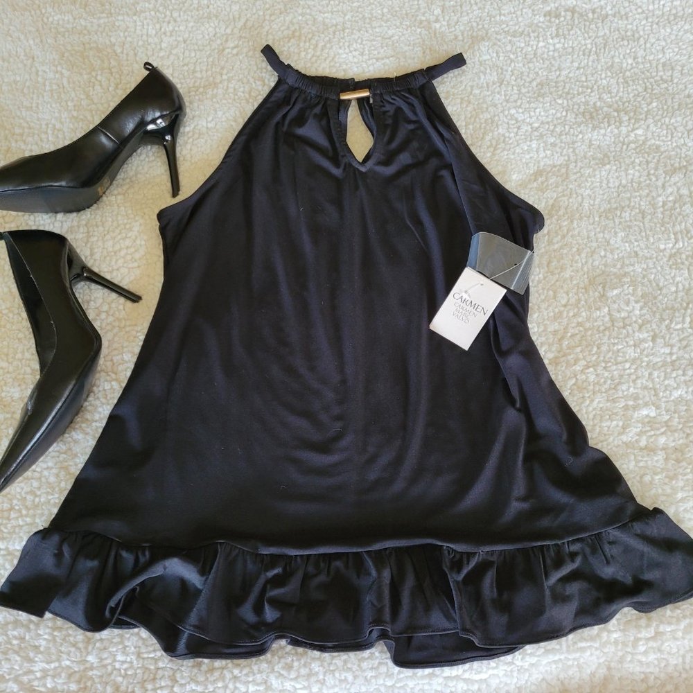 NWT Carmen Marc Valvo Black Sleeveless Top M
